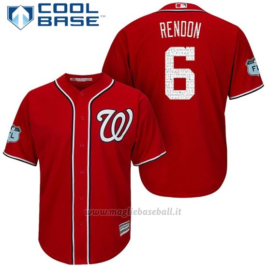 Maglia Baseball Uomo Washington Nationals Anthony Rendon Scarlet 2017 Allenamento Primaverile Cool Base Giocatore